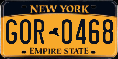 NY license plate GOR0468