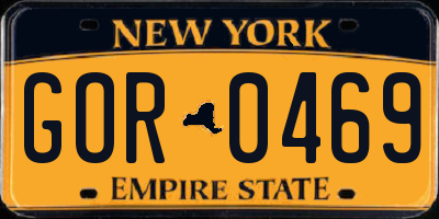 NY license plate GOR0469