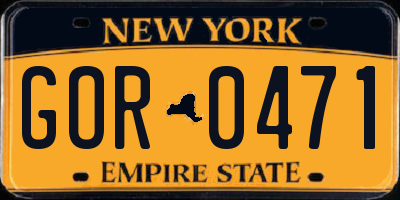 NY license plate GOR0471