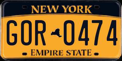 NY license plate GOR0474