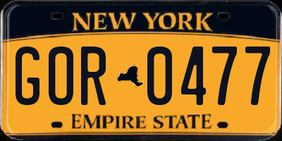 NY license plate GOR0477