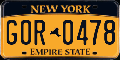 NY license plate GOR0478