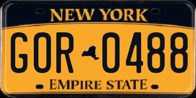 NY license plate GOR0488