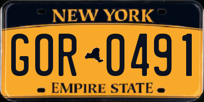 NY license plate GOR0491
