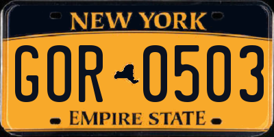 NY license plate GOR0503