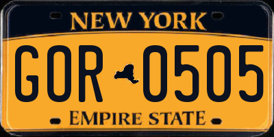 NY license plate GOR0505
