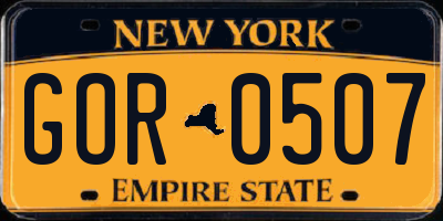 NY license plate GOR0507