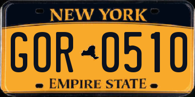 NY license plate GOR0510