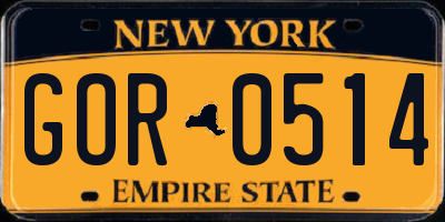NY license plate GOR0514