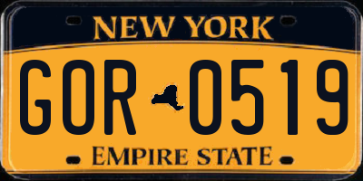 NY license plate GOR0519