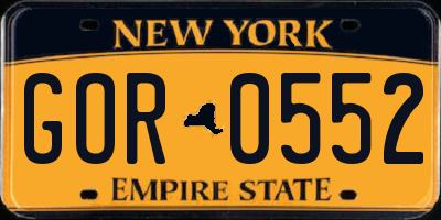 NY license plate GOR0552