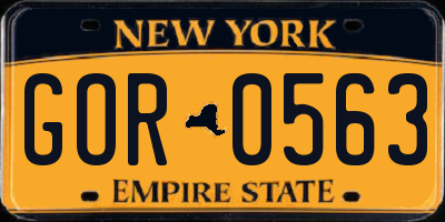 NY license plate GOR0563