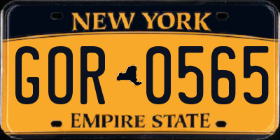 NY license plate GOR0565