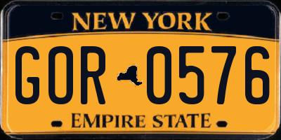 NY license plate GOR0576
