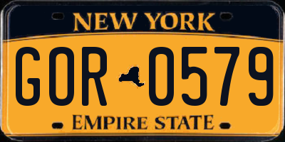 NY license plate GOR0579