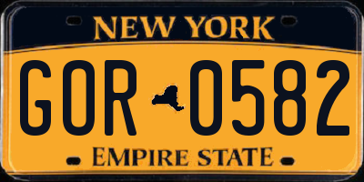 NY license plate GOR0582