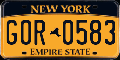 NY license plate GOR0583