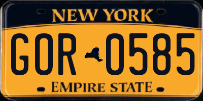 NY license plate GOR0585