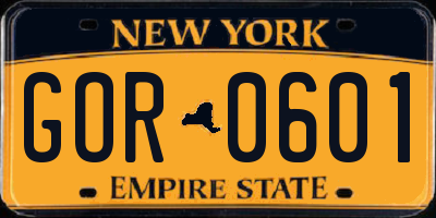 NY license plate GOR0601