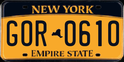 NY license plate GOR0610