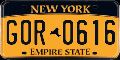 NY license plate GOR0616