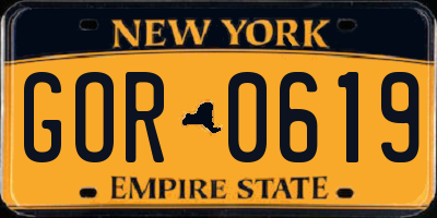 NY license plate GOR0619