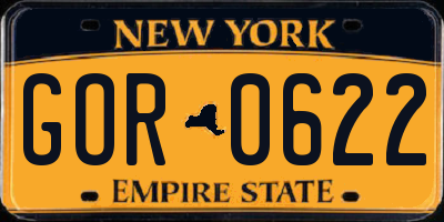 NY license plate GOR0622