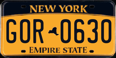NY license plate GOR0630