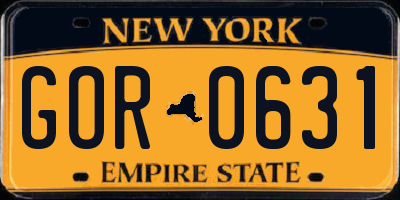 NY license plate GOR0631