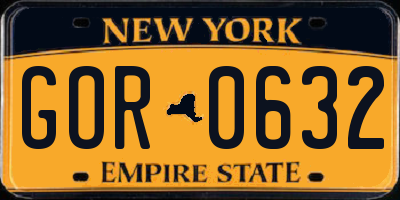 NY license plate GOR0632