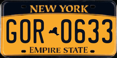 NY license plate GOR0633