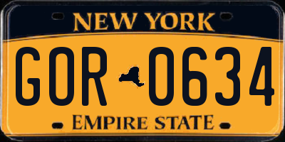 NY license plate GOR0634