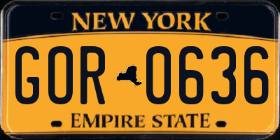 NY license plate GOR0636