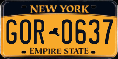 NY license plate GOR0637