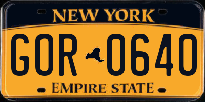 NY license plate GOR0640