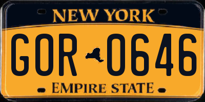 NY license plate GOR0646