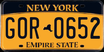 NY license plate GOR0652