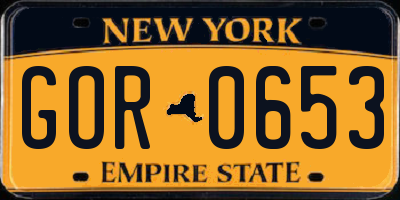 NY license plate GOR0653