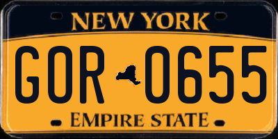 NY license plate GOR0655