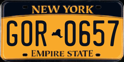 NY license plate GOR0657