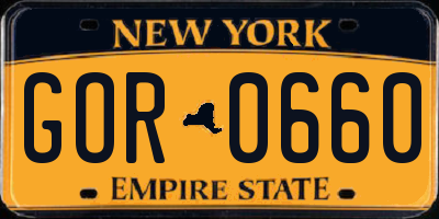 NY license plate GOR0660