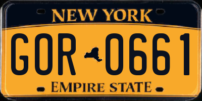 NY license plate GOR0661