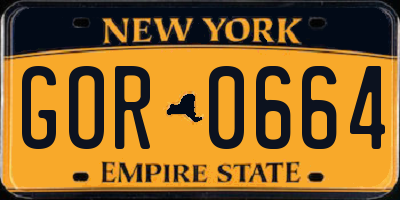 NY license plate GOR0664