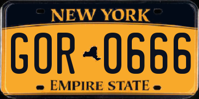 NY license plate GOR0666
