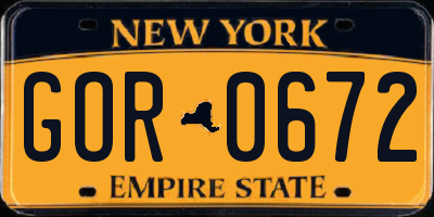 NY license plate GOR0672