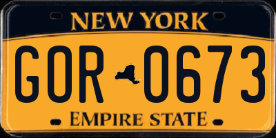 NY license plate GOR0673