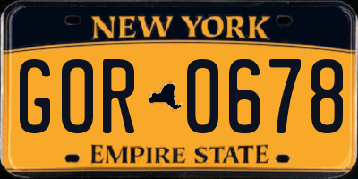 NY license plate GOR0678