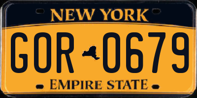 NY license plate GOR0679