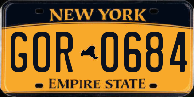 NY license plate GOR0684