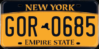 NY license plate GOR0685